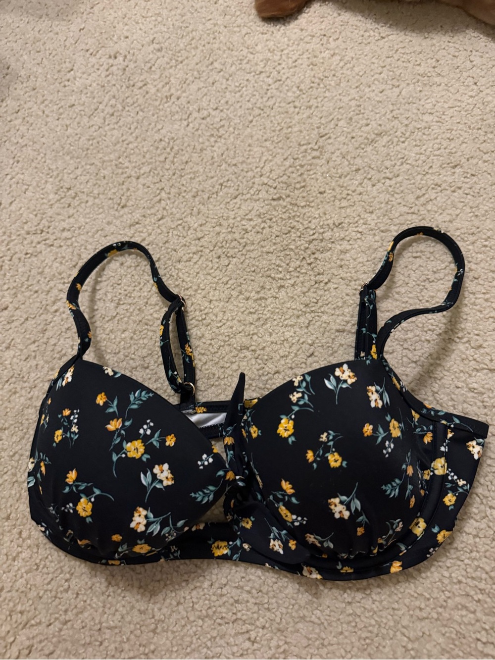 Shade & Shore Black Bra with Yellow Floral Print